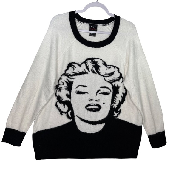 torrid Sweaters - Torrid x Marilyn Monroe Graphic Sweater Black White Knit Pullover Women's Size 1